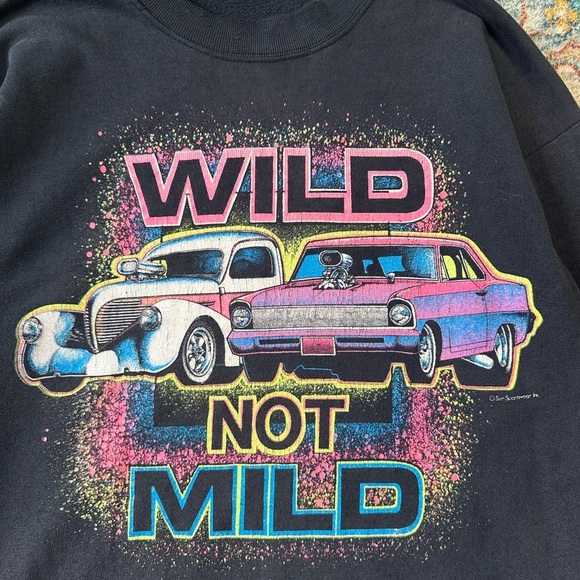 Vintage Wild Not Mild Classic Cars Crewneck Large - Picture 4 of 4